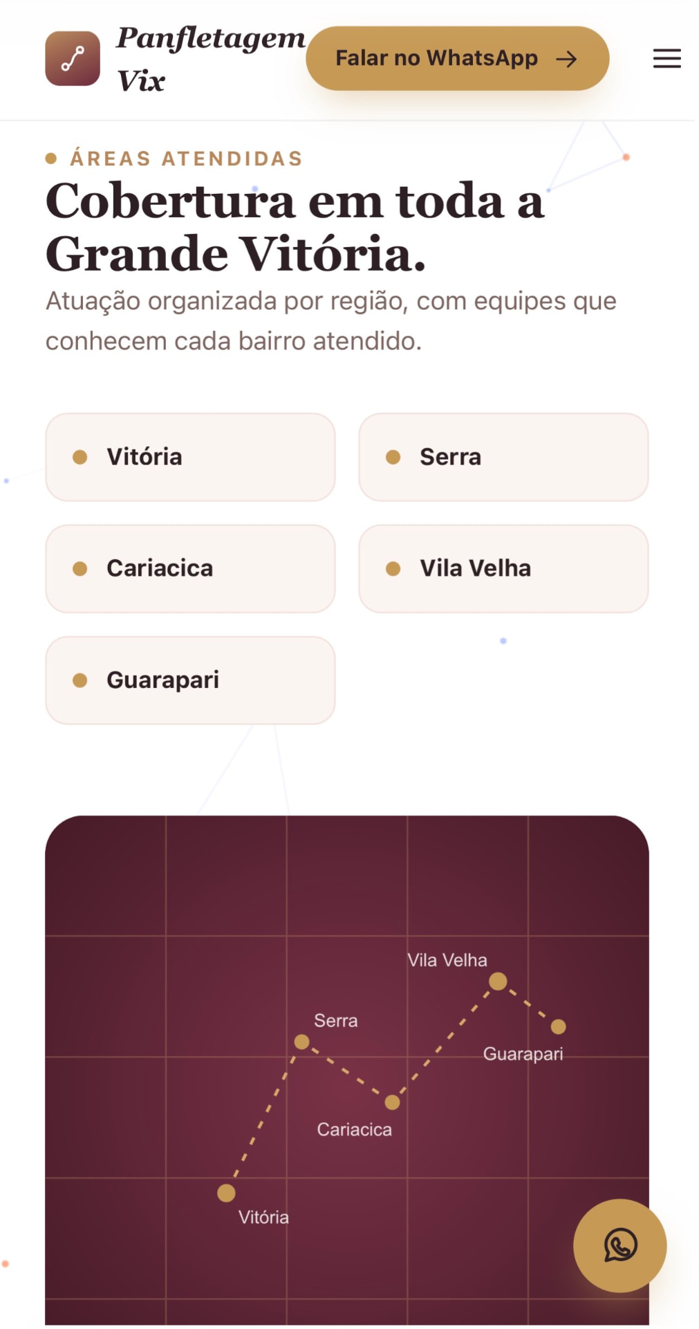 Versão mobile do site Panfletagem Vix