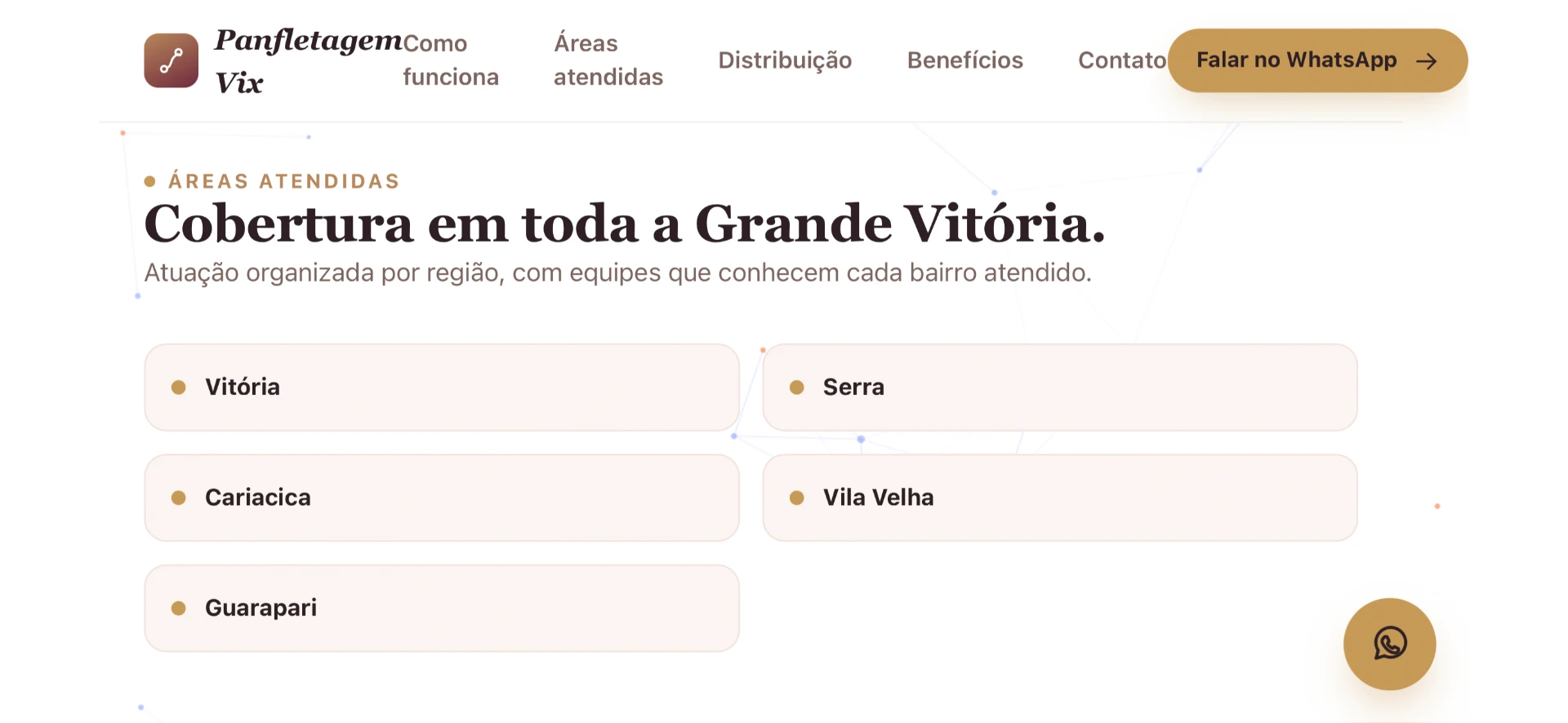 Versão desktop do site Panfletagem Vix