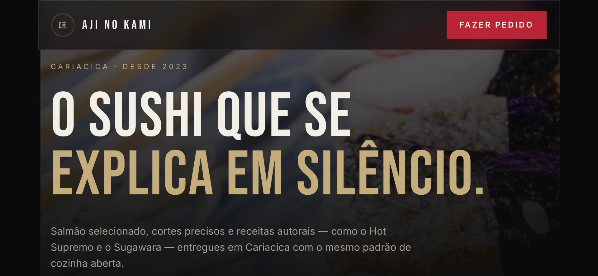 Versão desktop do site Aji no Kami